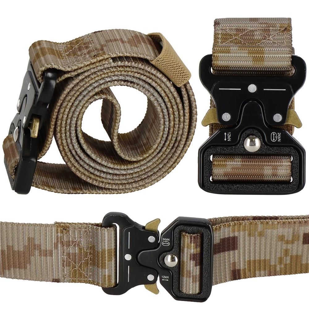 Curea centura Tactical Combat pentru barbati 3.7x125cm, rezistent, verde deschis camuflaj