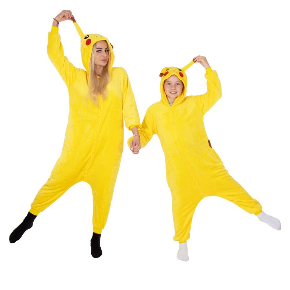 Pijama tip salopeta pentru adulti, model Pikachu, marime L