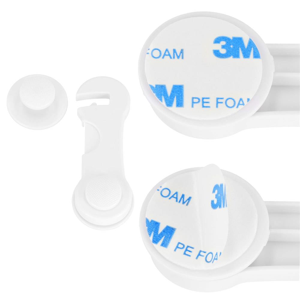 Set 4 sigurante blocator sertare si usi, plastic rezistent, fixe, 9.5 cm, alb