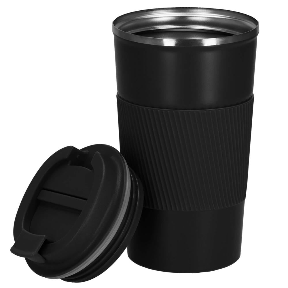 Cana termos calatorie, perete din inox dublu izolat, 500ml, 9x16.5cm, negru