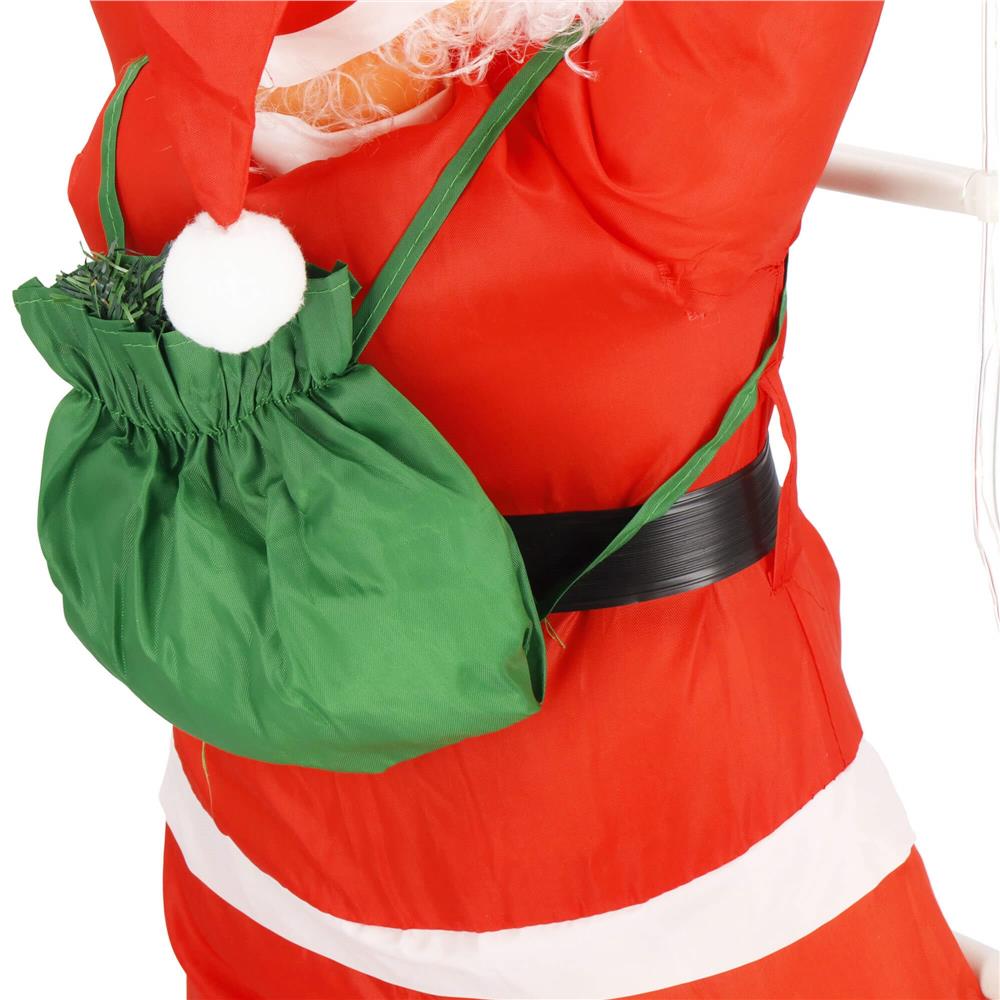 Figurina Craciun, Mos Craciun pe scara, cu iluminare LED, alimentare USB, pentru interior