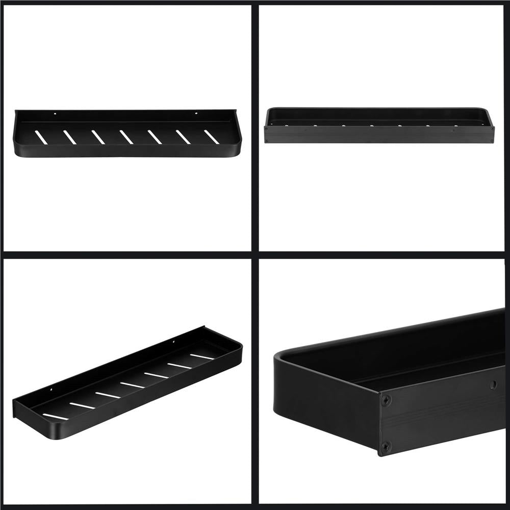 Raft de baie cu 2 sisteme instalare pe perete, aluminiu, 50x12x4cm, negru