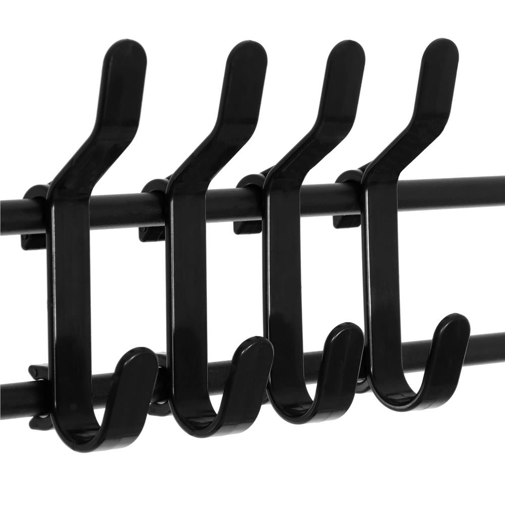 Cuier pentru haine cu banc de depozitare pantofi pe 4 polite, cadru metalic, 25x80x150cm, negru