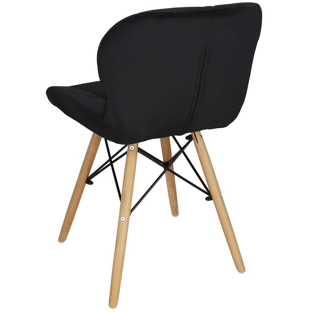 Set 4 scaune dining Torino pentru bucatarie tapitat cu catifea, 40x72cm, negru