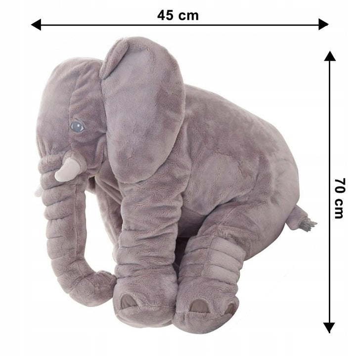 Jucarie plus elefant, tip perna, lavabila, umplutura hipoalergenica, pentru copii si adulti, 70 cm, gri