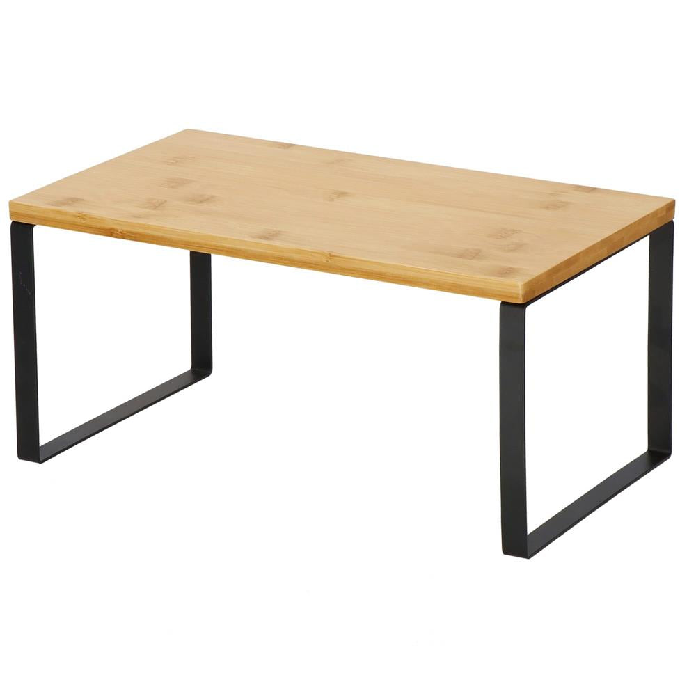 Set 2 rafturi de bucatarie suprapozabile, pentru ustensile sau condimente, 20x34x16cm, natur si negru