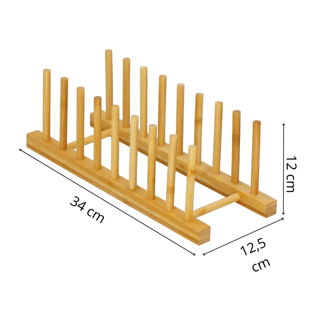 Suport organizare farfurii sau capace oala, din bambus, 34x13x13cm, natur