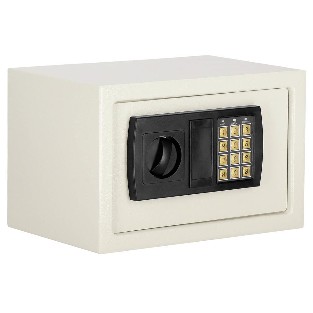 Seif electronic standard cu cifru si cheie, 200x300x200 mm, Otel, Bej