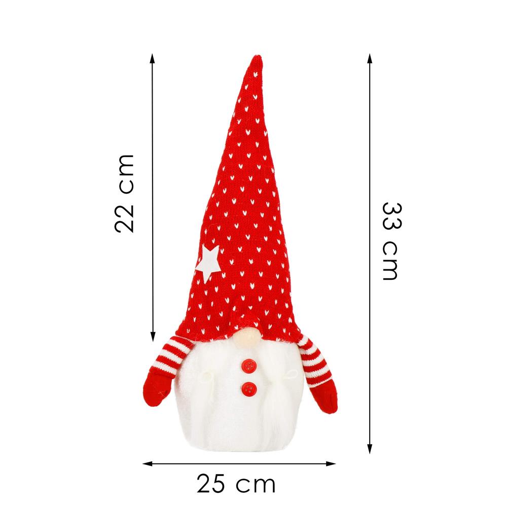 Figurina Craciun, Spiridus, cu iluminare LED, 33cm