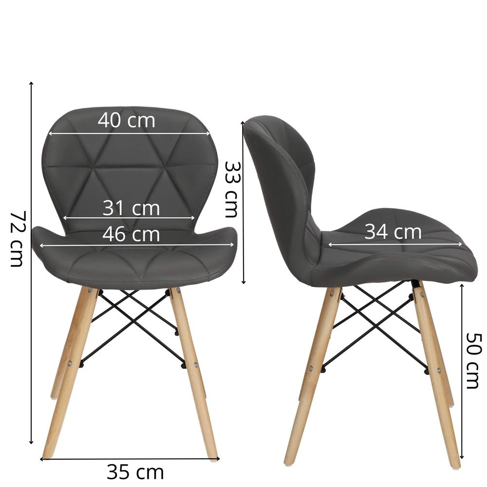 Set 4 scaune dining Torino pentru bucatarie tapitat cu piele ecologica, 40x72cm, gri