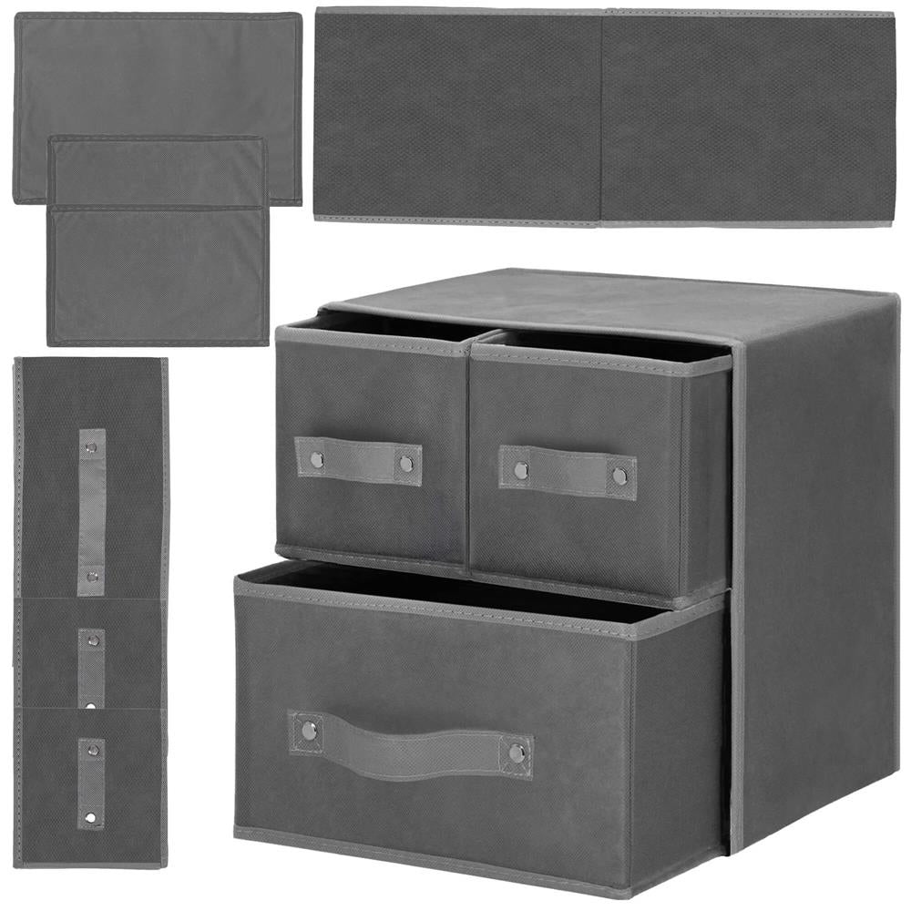 Organizator dulap tip lada cu 3 sertare, 31x31x22cm, gri
