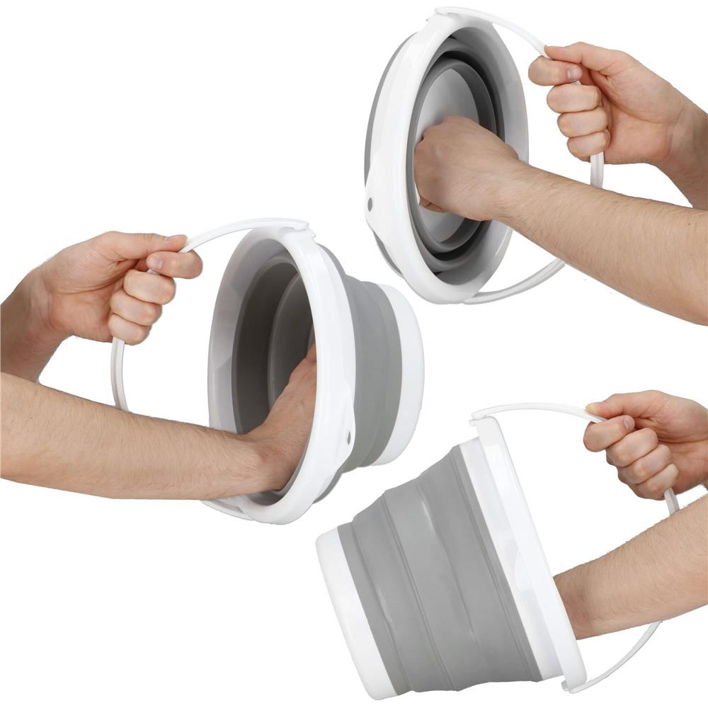 Lighean pliabil, rotund, din plastic si silicon, 31x24cm, 10litri, gri