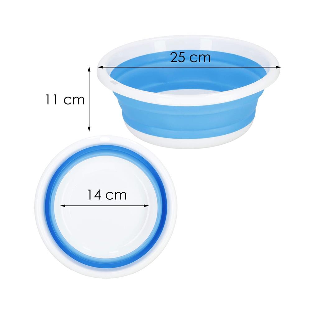 Lighean pliabil, rotund, din plastic si silicon, 25x11cm, 3litri, albastru