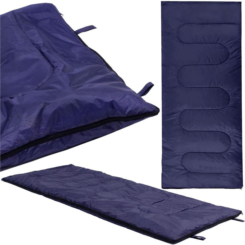 Sac de dormit, cu geanta de transport, 190x73cm, 10-25grade, culoare albastru inchis