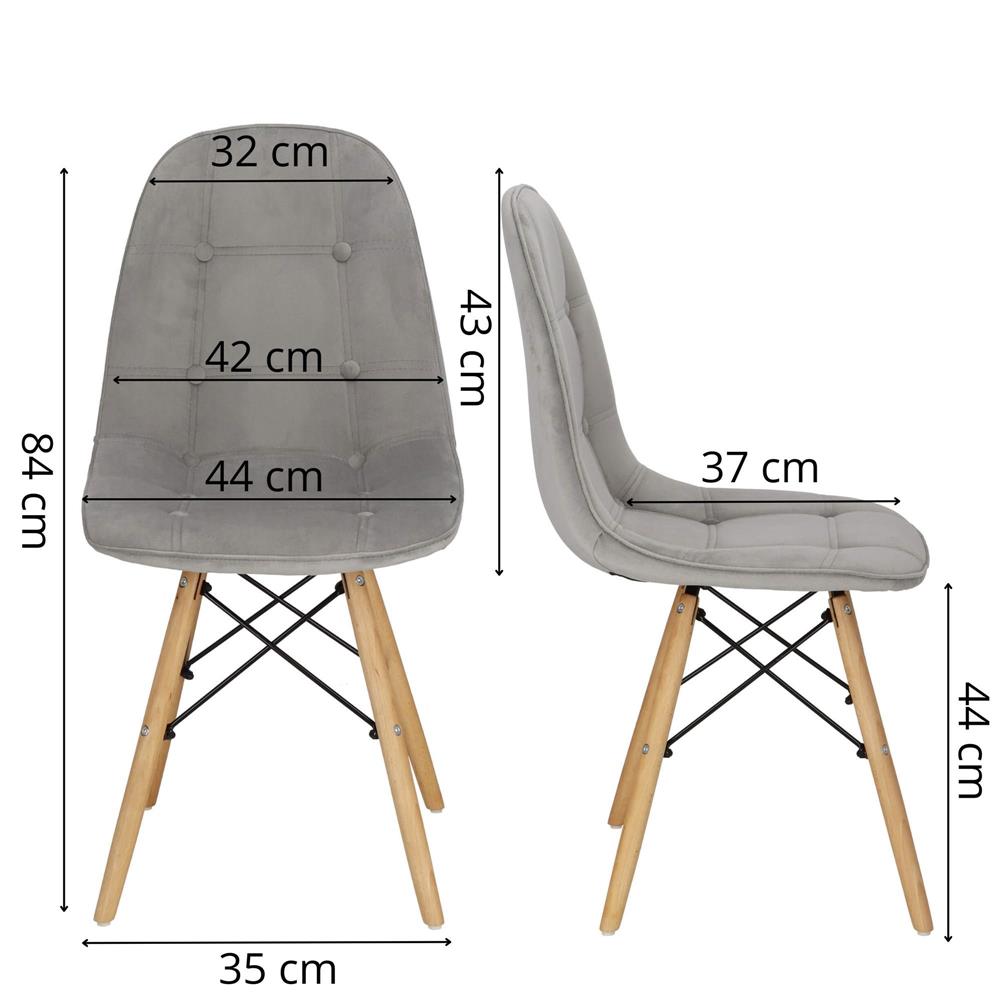 Set 4 scaune dining Milano Soft pentru bucatarie tapitat cu catifea moale, 44x84cm, gri