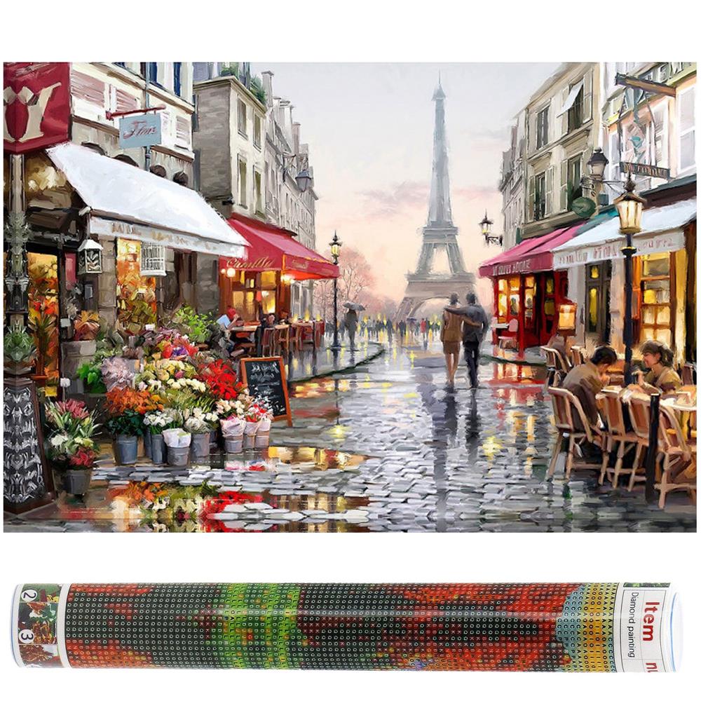 Set de broderie cu diamante 5D, 30x40cm, model Alee in Paris