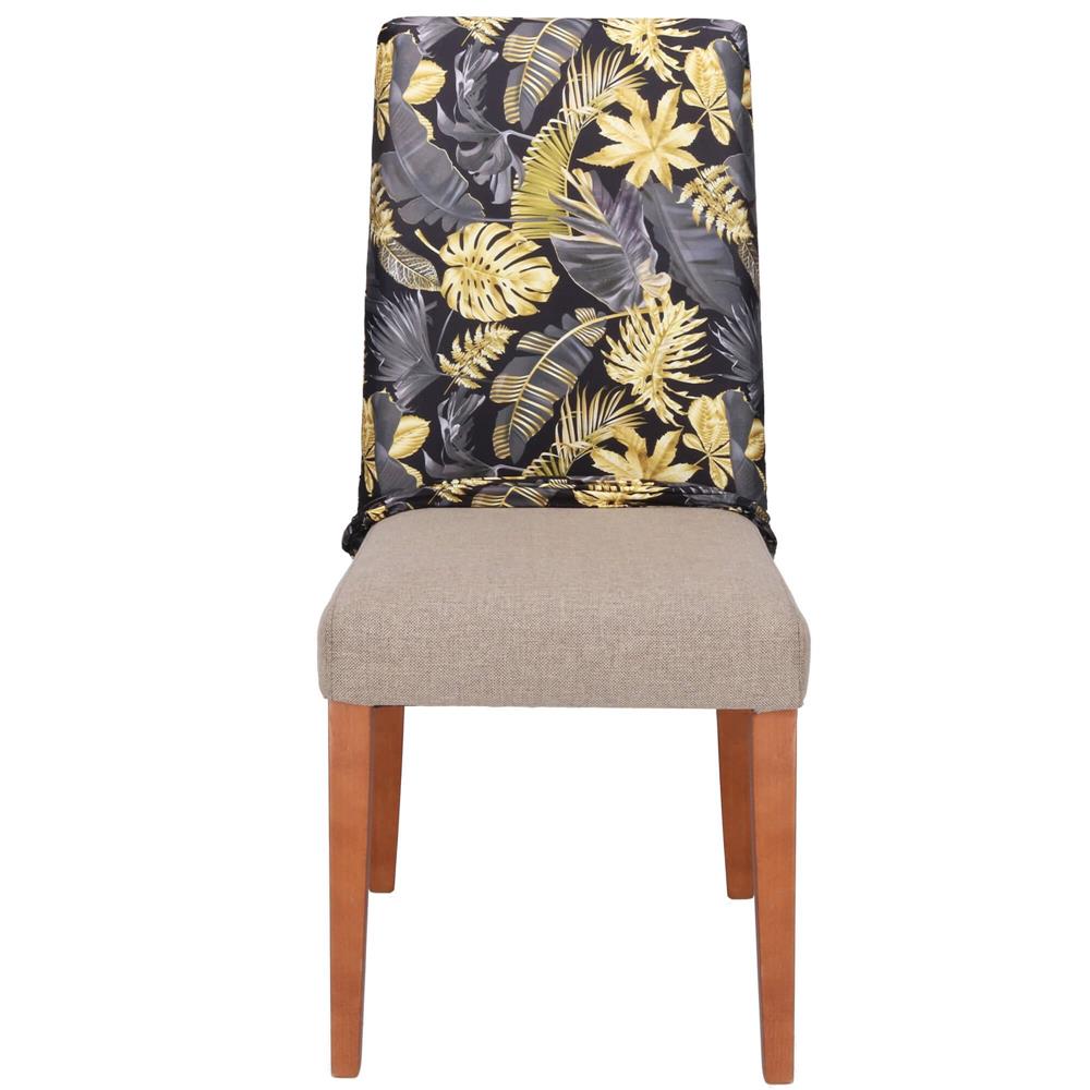 Husa pentru scaun, marime universala, poliester si spandex, 38x70cm, gri si galben