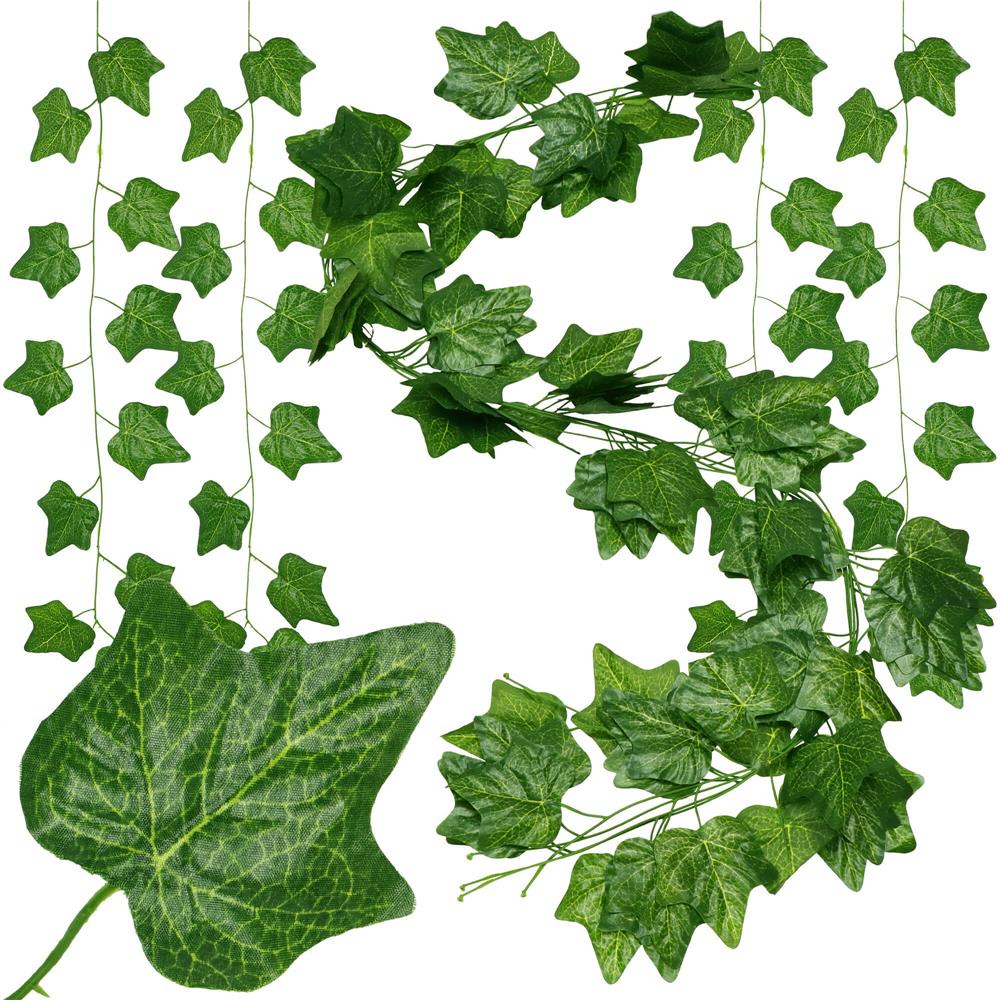 Set 6 ghirlande iedera artificiala pentru decorare, 6x208cm, frunze mici, verde