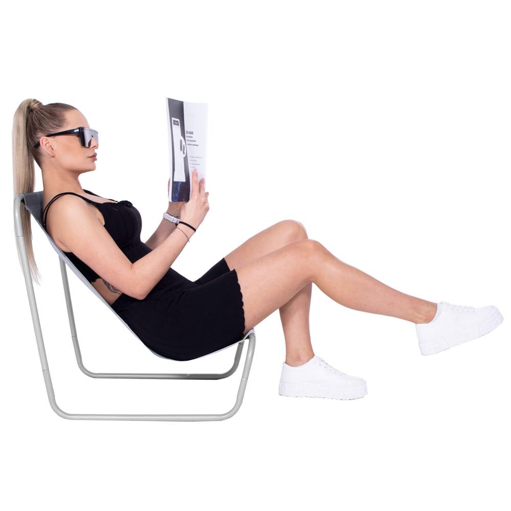 Scaun de plaja Sersimo GC055, pliabil, 90kg, 52x88cm, gri