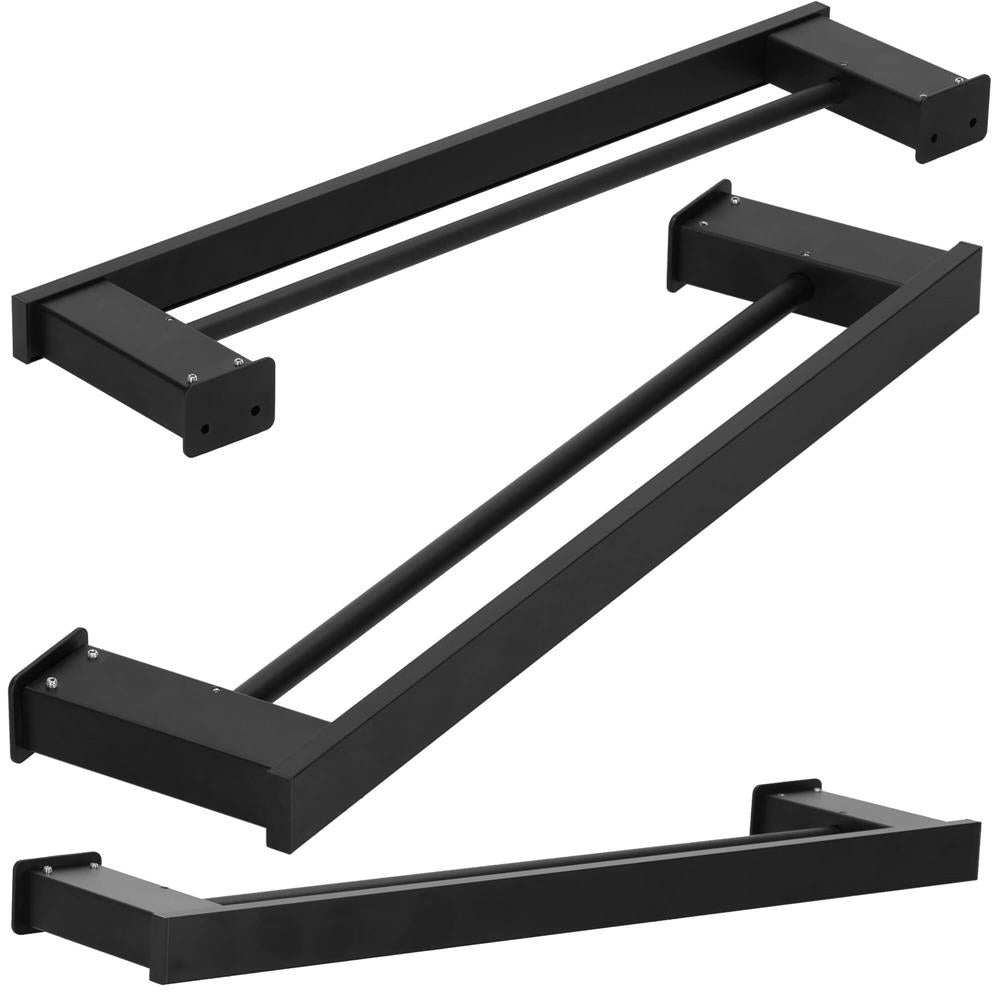Suport prosoape pentru baie cu 2 sisteme de instalare, 2 brate, din aluminiu, 50x12cm, negru