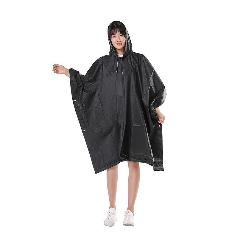 Pelerina de Ploaie, pentru Adulti, EVA, Tip Poncho, Impermeabila, Rezistenta la Vant, Capse Laterale, 160 g, Negru