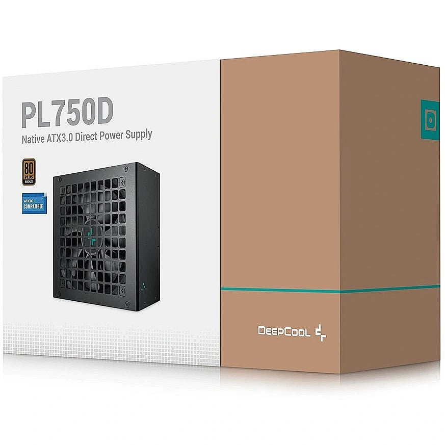 SURSA DeepCool "PL750-D", 750W, certificare 80 Plus Bronze, non-modular, fan 120mm, negru, "R-PL750D-FC0B-EU-V2"