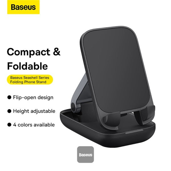 SUPORT Telefon Baseus Seashell Series Folding, pt. SmartPhone, pentru birou, negru "B10551500111-00" - 6932172630188
