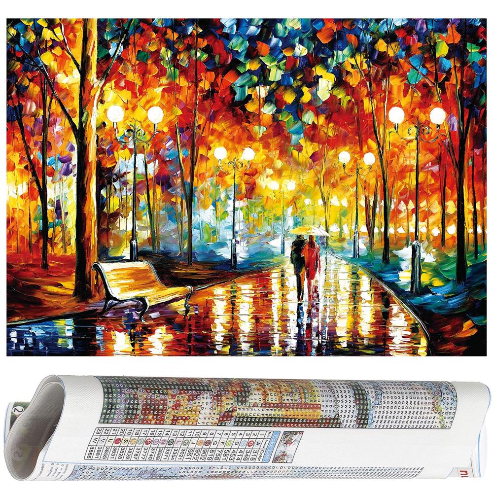Set de broderie cu diamante 5D, 30x40cm, model Alee in parc