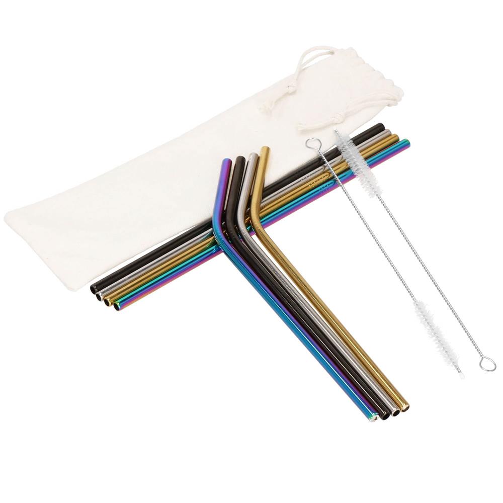 Set 8 paie metalice multicolor, reutilizabile, cu husa depozitare si perii curatat, 215x6 mm
