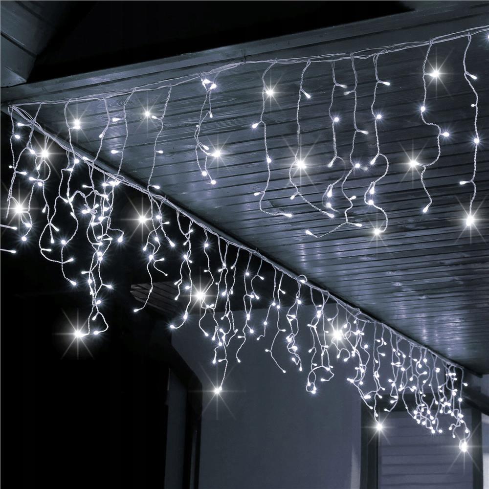 Ghirlanda luminoasa tip perdea 300 LED-uri, 12m, pentru interior/exterior, cu flash, iluminare alba
