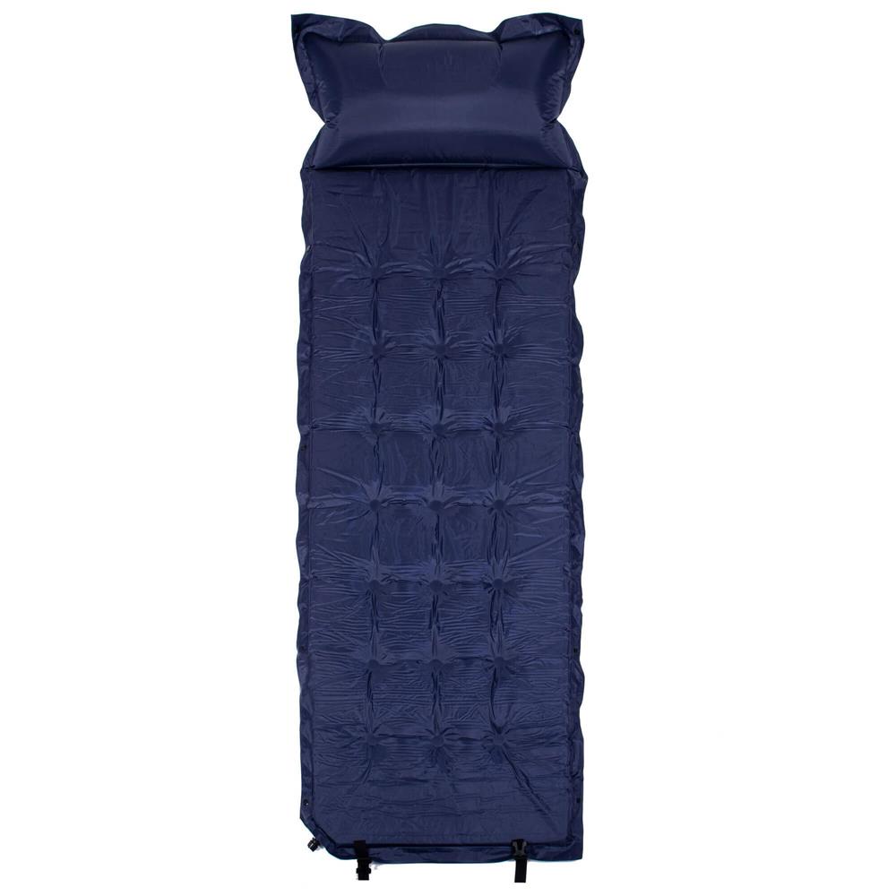Saltea plabila cu perna din spuma poliuretanica, cu autoumflare, 193x68x3.5cm, bleumarin