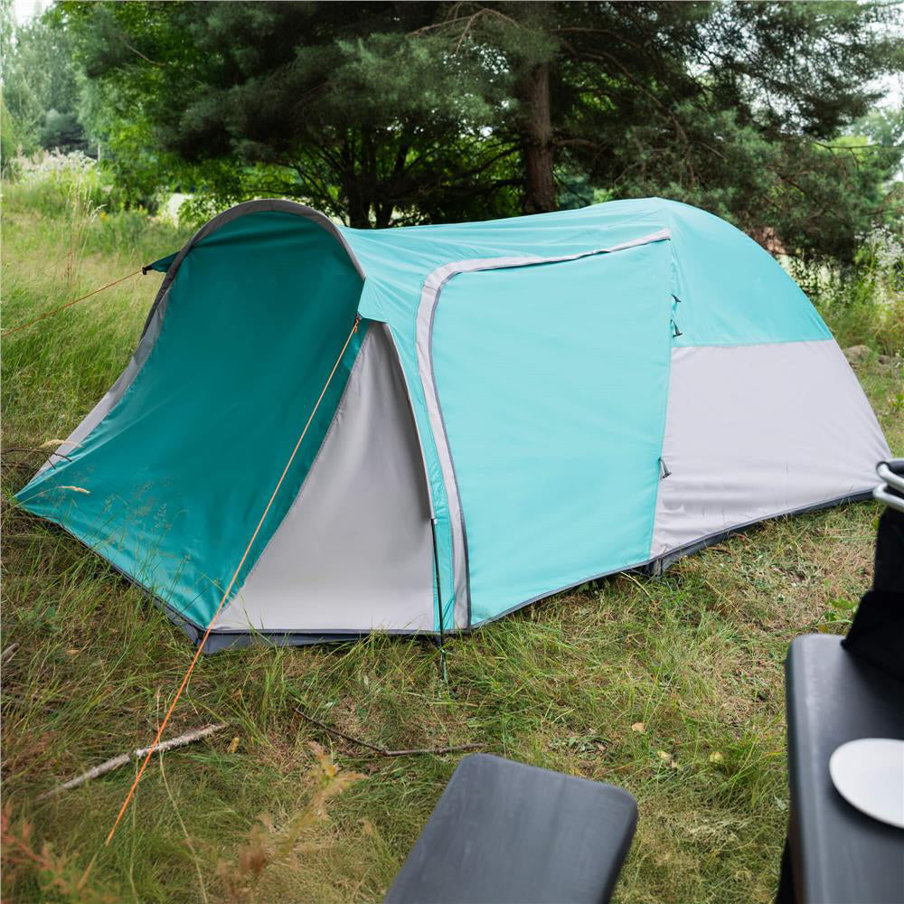 Cort plaja sau camping, impemeabil, cu terasa, 4 locuri, 175x310x130cm, gri albastru - 12