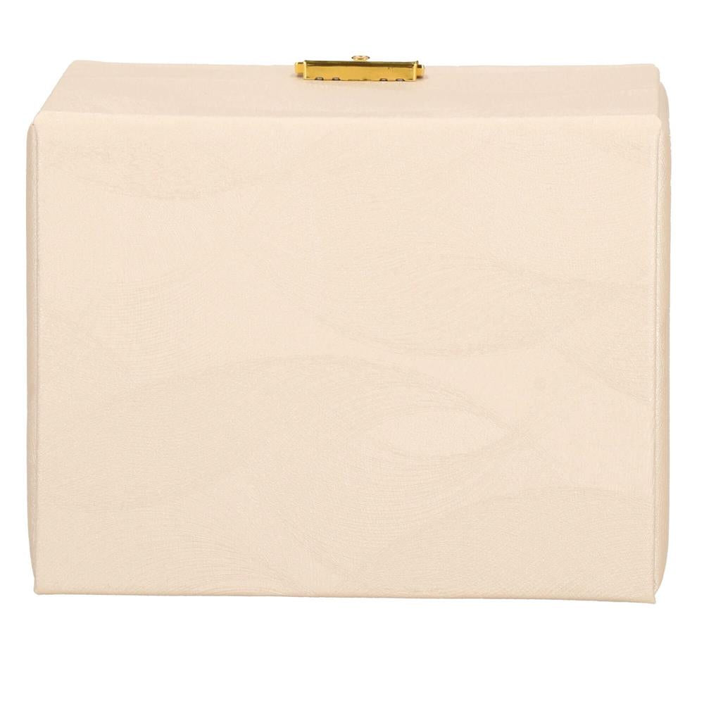 Cutie depozitare si organizare bijuterii, piele ecologica + velur, 18 x 13,5 x 14cm, crem
