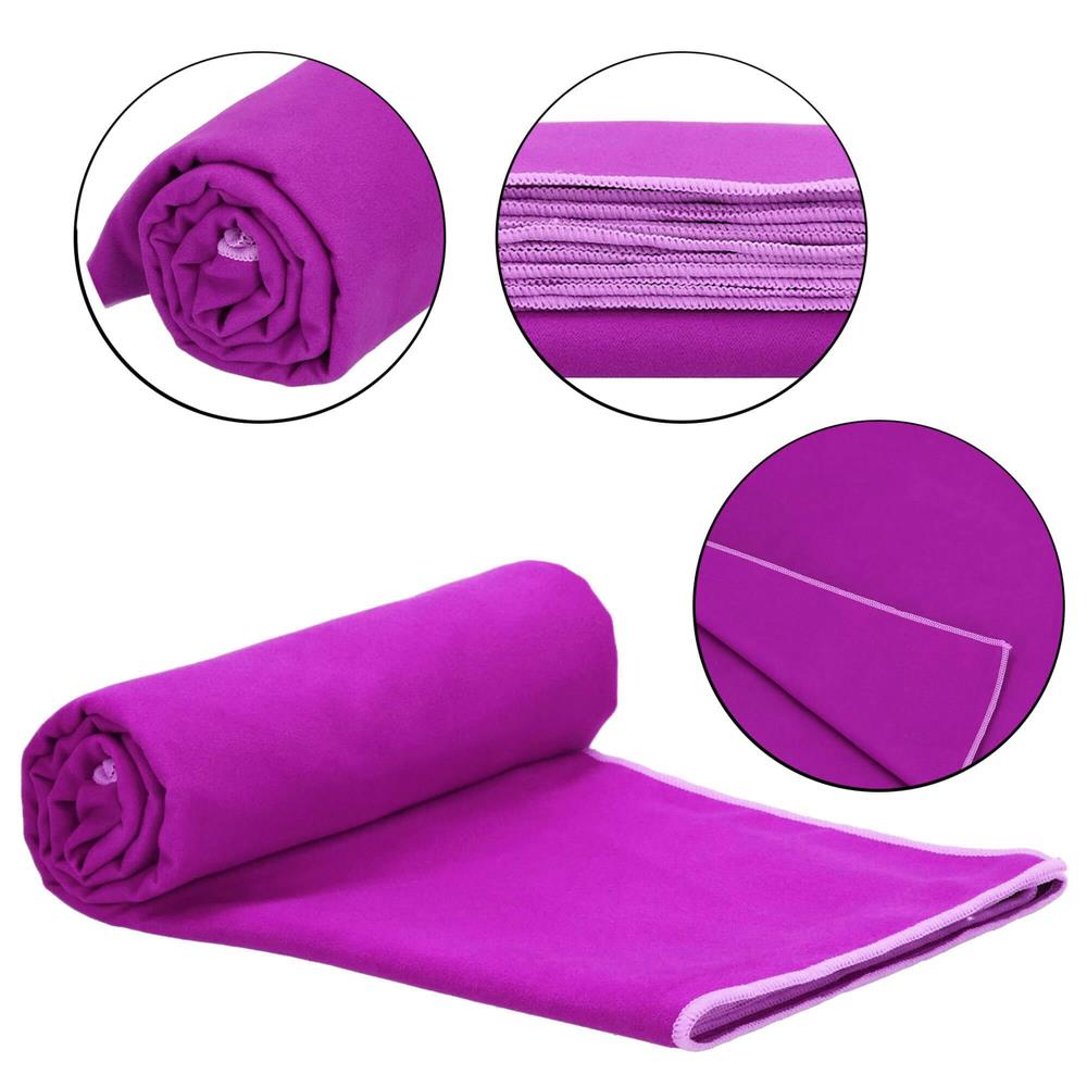 Prosop de plaja cu uscare de rapida, husa de transport, 75x150cm, violet