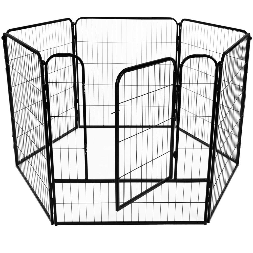 Tarc pentru animale de companie, din fier, forma configurabila, cu usa de acces, 4XL, 184x100x93cm, negru