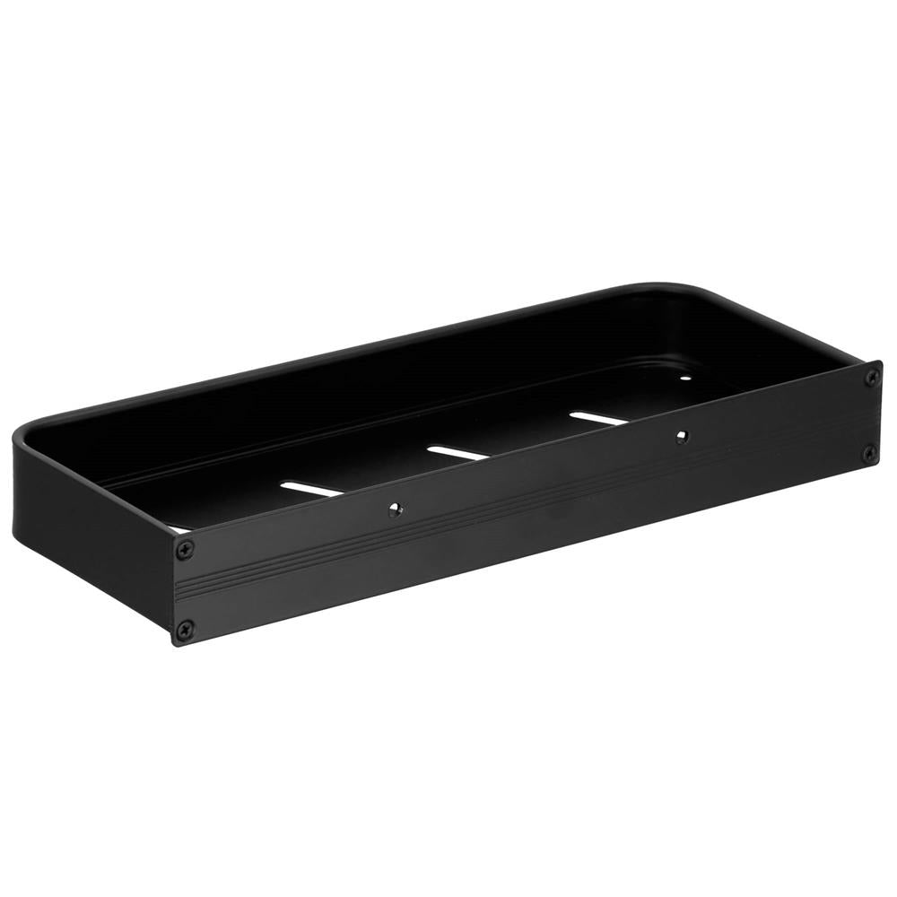 Raft de baie cu 2 sisteme instalare pe perete, aluminiu, 30x12x4cm, negru