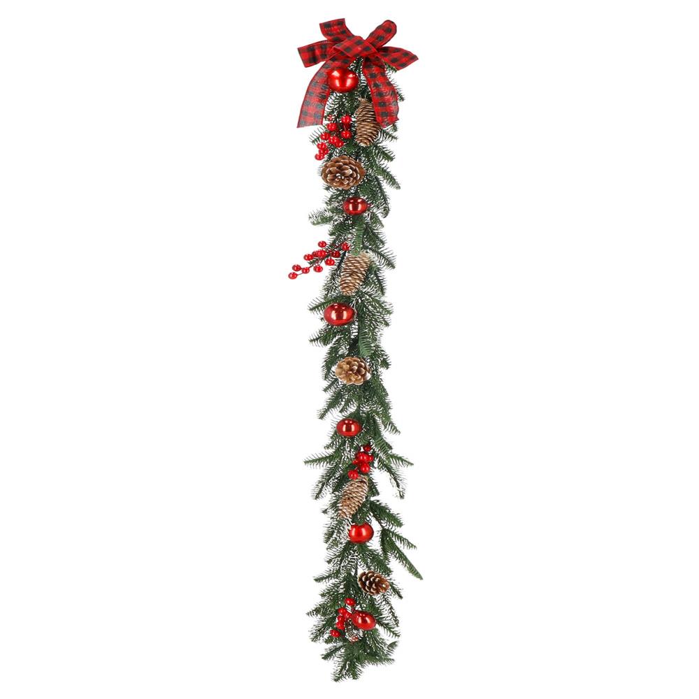 Ghirlanda artificiala decorativa de Craciun, aspect inzapezit, 150 cm, ace 3D, verde