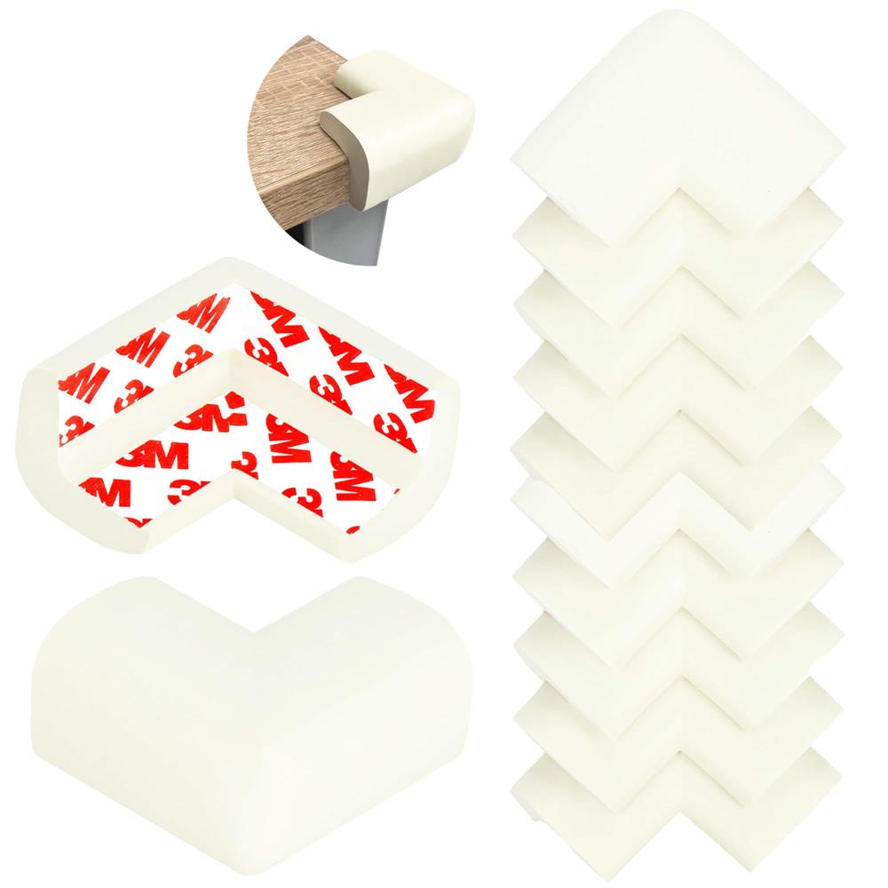 Set 10 protectii colturi pentru siguranta copii, 60x35mm, spuma EPE, crem