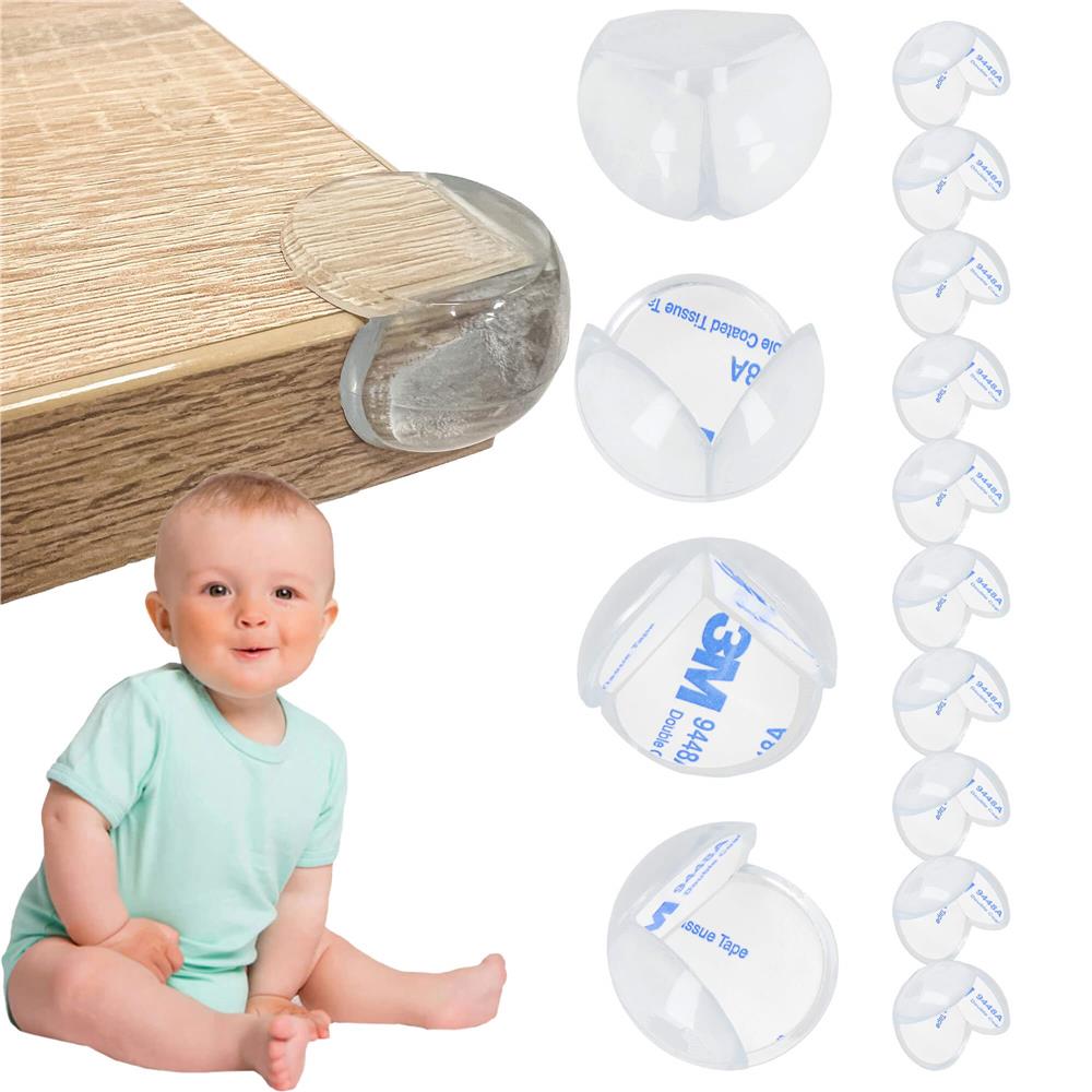 Set 10 protectii colturi pentru siguranta copii, drepte, 40x20mm, silicon, transparent