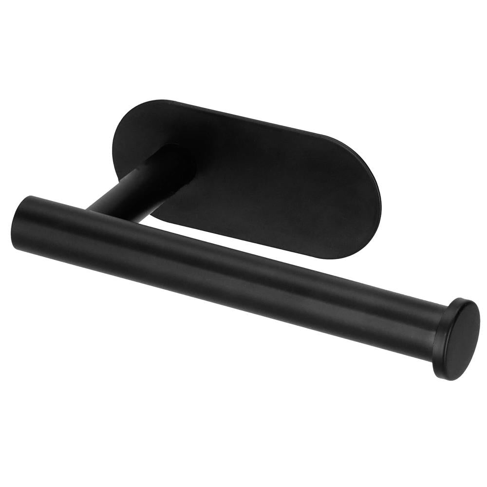 Suport hartie igienica din otel, prindere fara gaurire, 16cm, negru