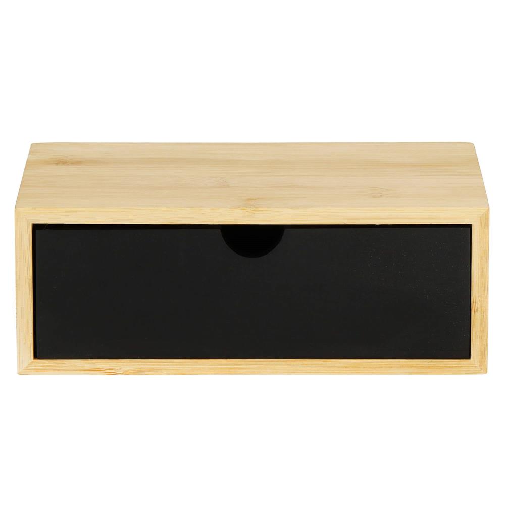 Suport hartie igienica din otel cu sertar depozitare, sistem montare inclus, 22cm, negru bej