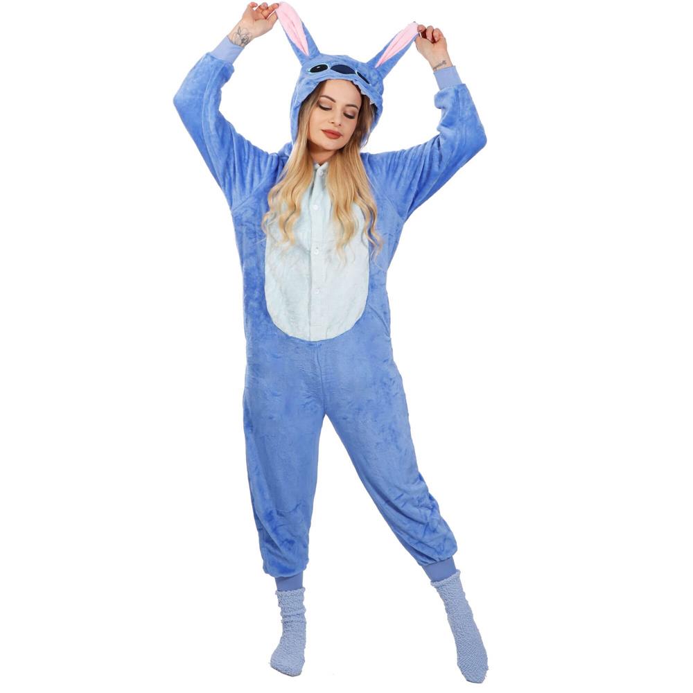 Pijama tip salopeta pentru adulti, model Stitch, marime S
