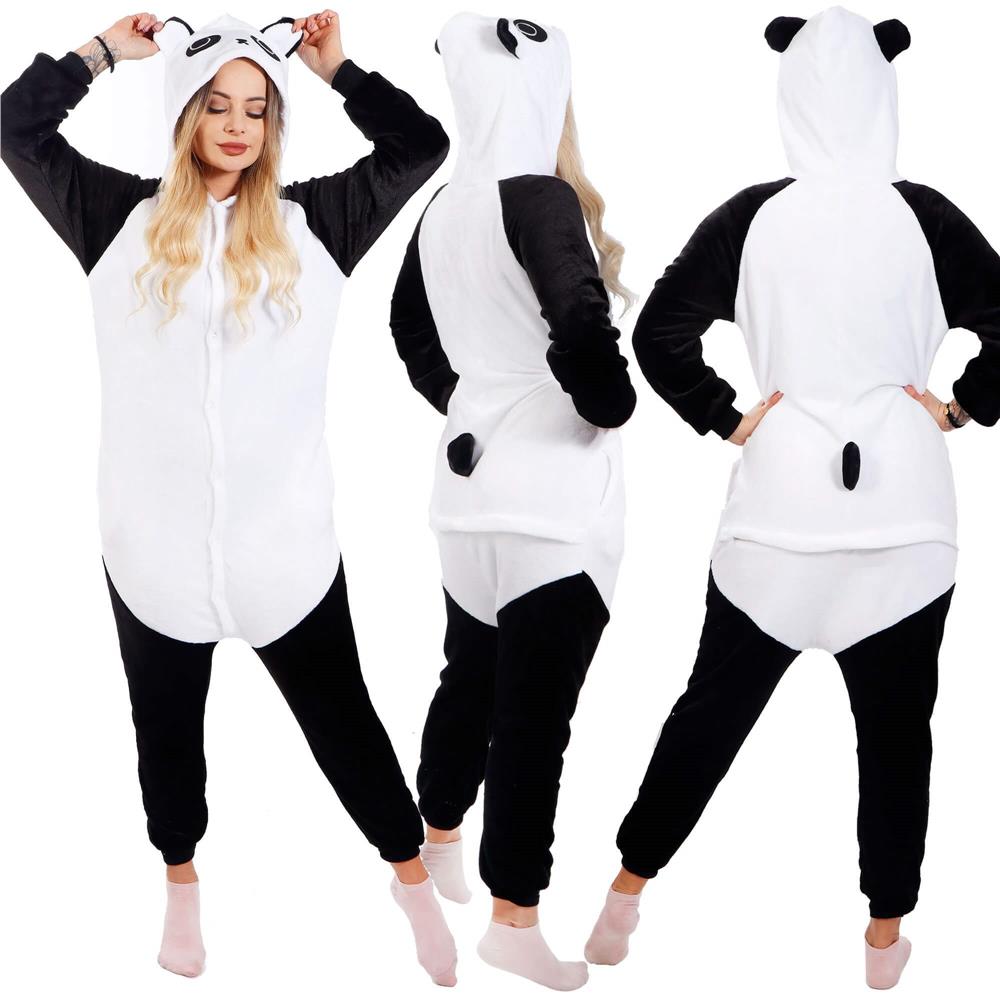 Pijama tip salopeta pentru adulti, model Panda, marime L