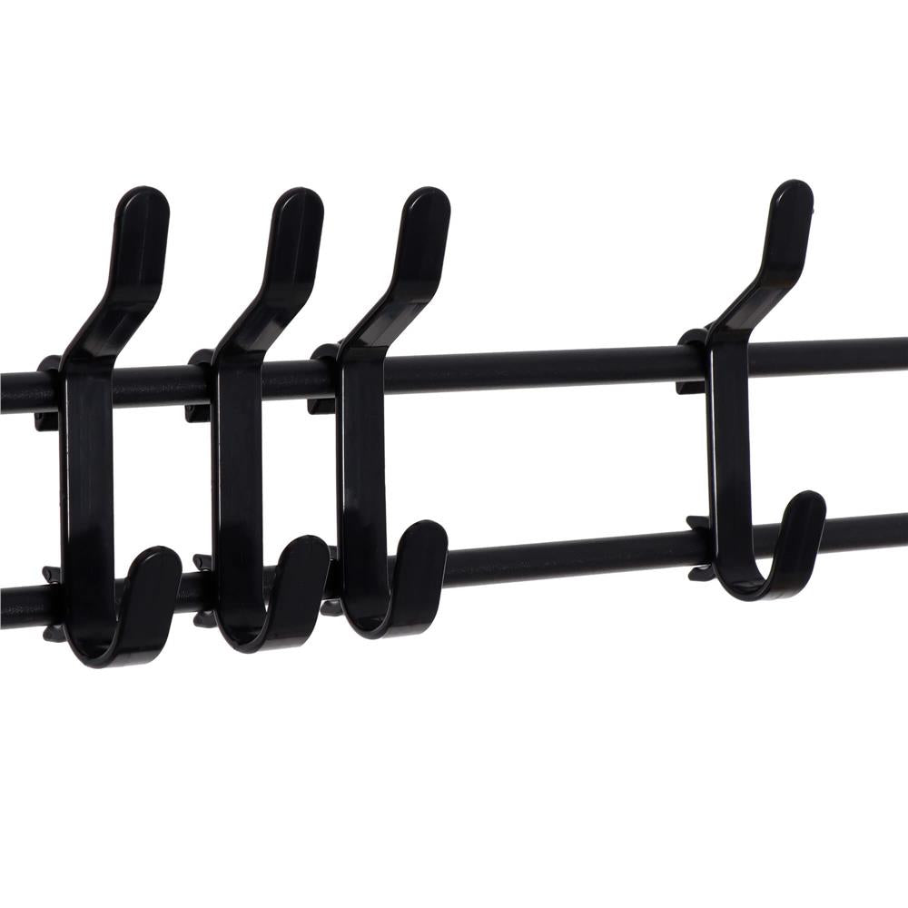 Cuier pentru haine cu banc de depozitare pantofi pe 4 polite, cadru metalic, 25x80x150cm, negru