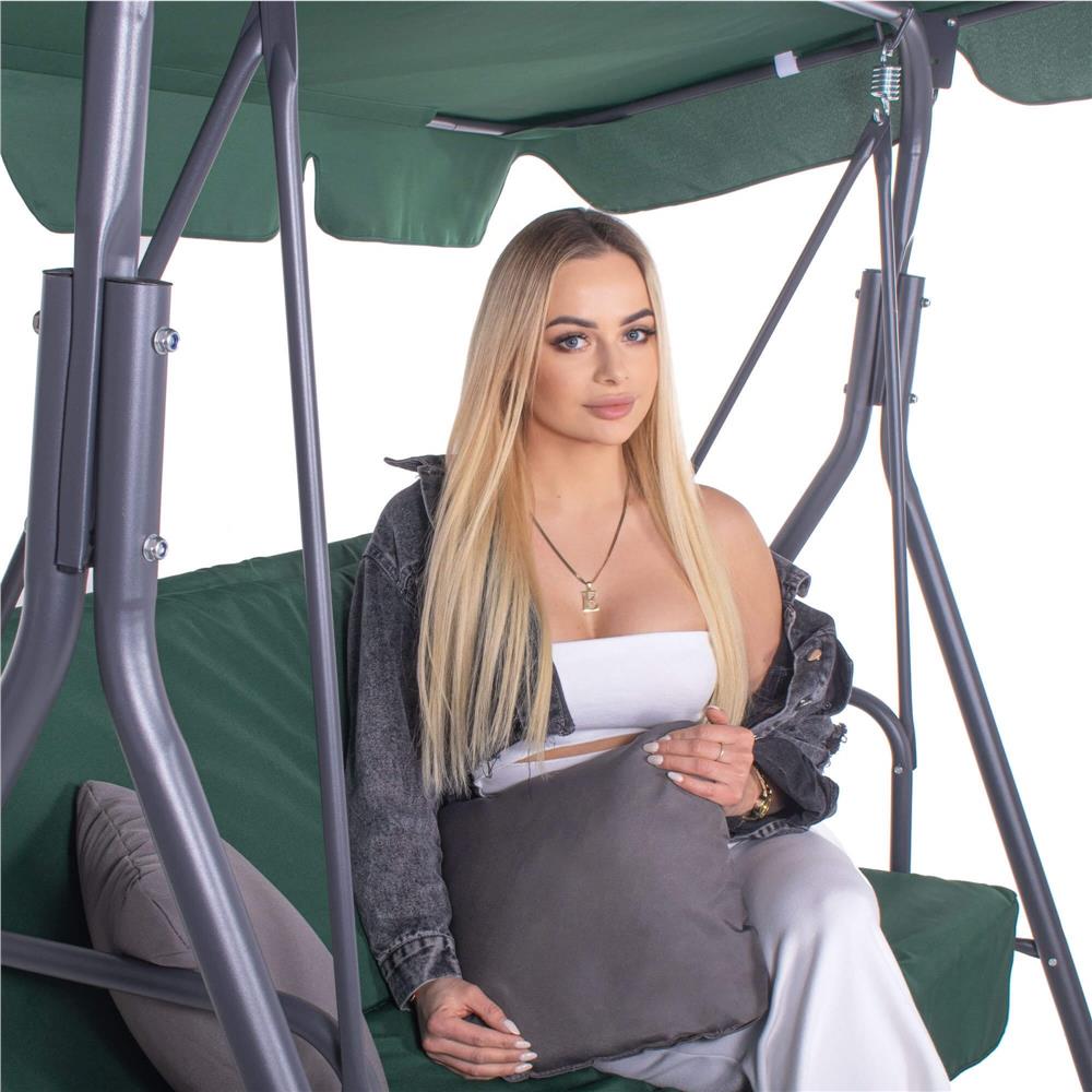 Leagan Balansoar Sersimo Luna cu Pernite pentru Terasa sau Gradina, 3 locuri, 220kg, verde
