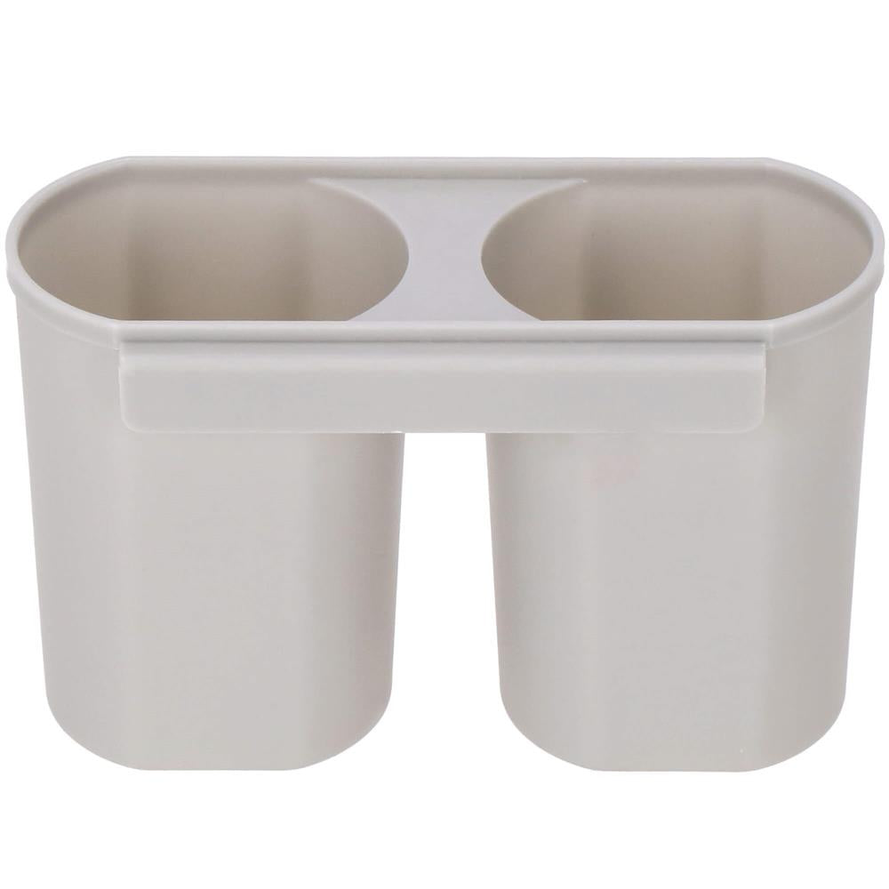 Uscator de vase cu suport tacamuri, din otel, cu tava de scurgere, manere lemn, 42x32x15cm, gri
