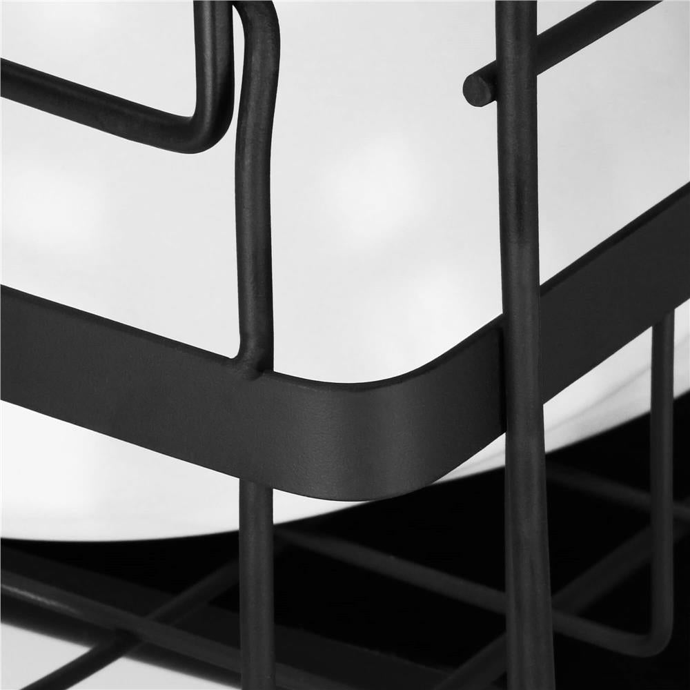Uscator de vase cu suport tacamuri, din otel, pe 2 nivele, cu tava de scurgere, 50x30x24cm, negru