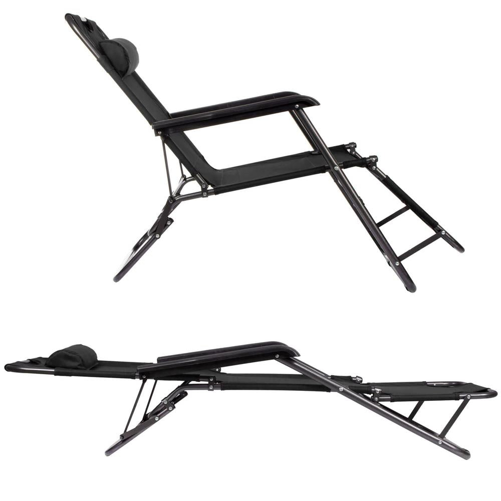 Sezlong pliabil Relax Zero Gravity, 80x60x153cm, negru