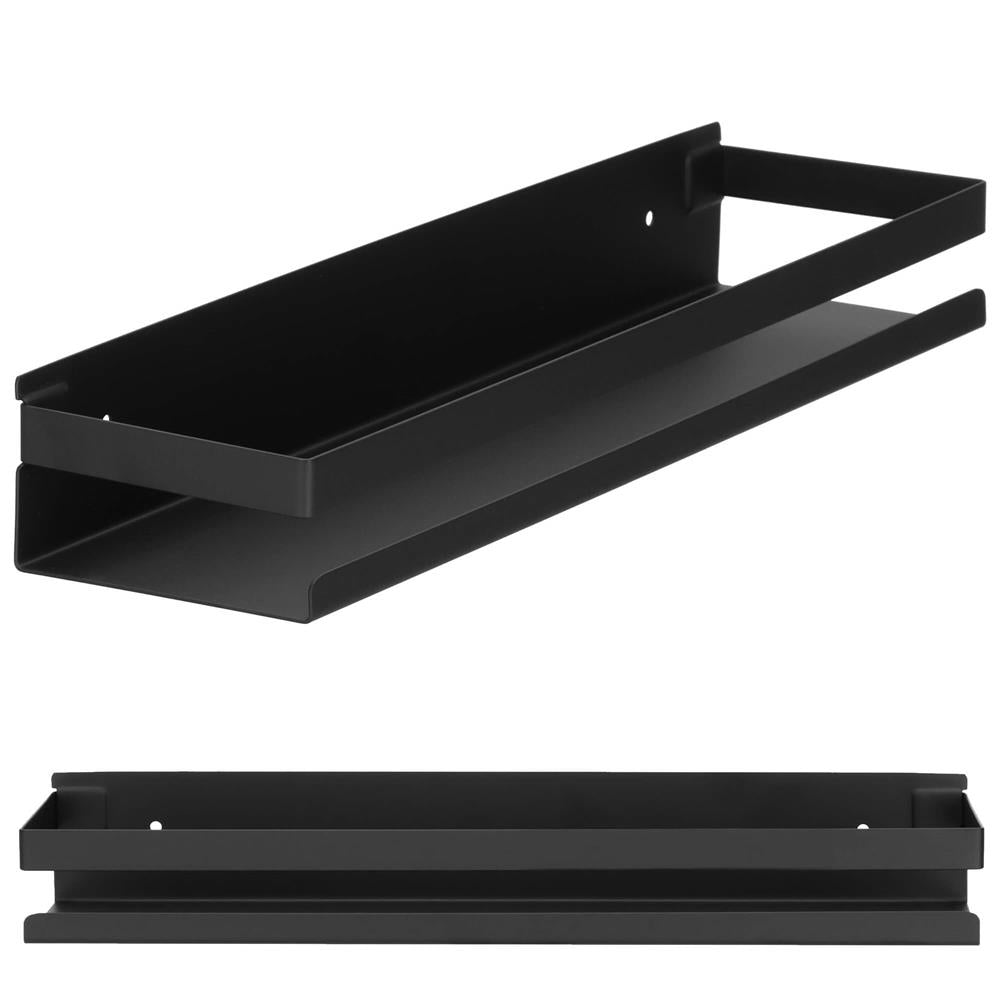 Raft de baie cu 2 sisteme instalare pe perete, aluminiu, 40x10x6cm, negru