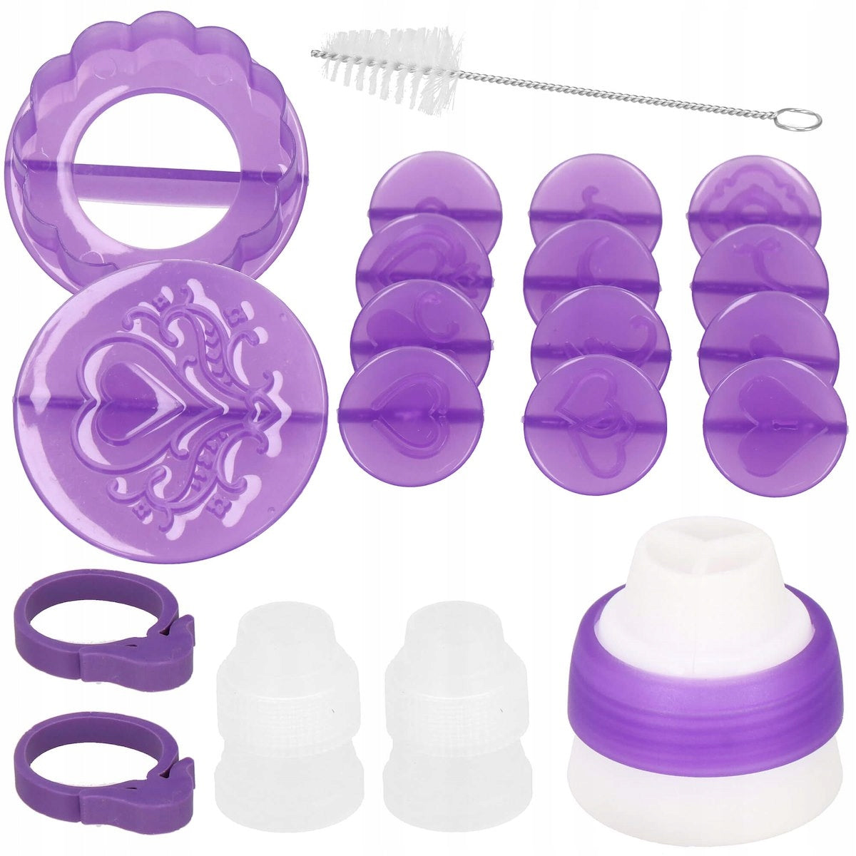Set patiserie cu platou rotativ, 137 piese cu sabloane pentru ornarea prajiturilor